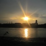 gamescom 2011 Mittwoch Sonnenuntergang am Rhein