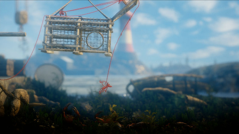 Unravel: Yarny hängt an einem Kran