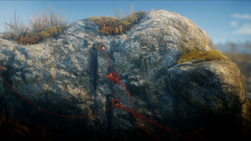 Unravel: Yarny hängt an einem Fels-Vorsprung