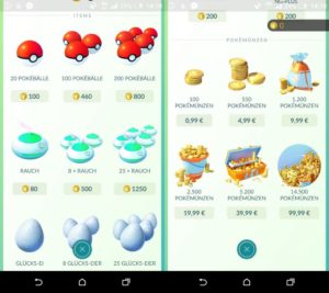 Pokemon Go Screenshot erste Items