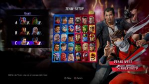 MARVEL VS. CAPCOM: INFINITE Auswahlbildschirm