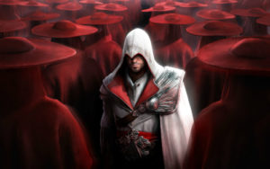 assassins creed ezio in red hat crowd