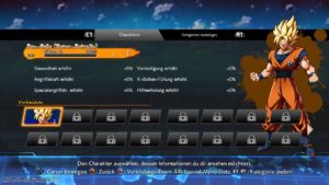 DRAGON BALL FighterZ Story Figuren Menü