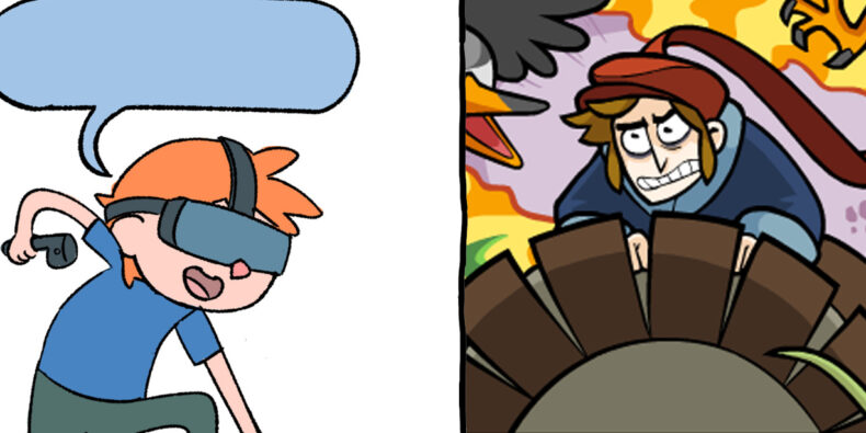 Ein Bild bestehend zu jeweils der Hälfte aus den beiden Comics der Woche