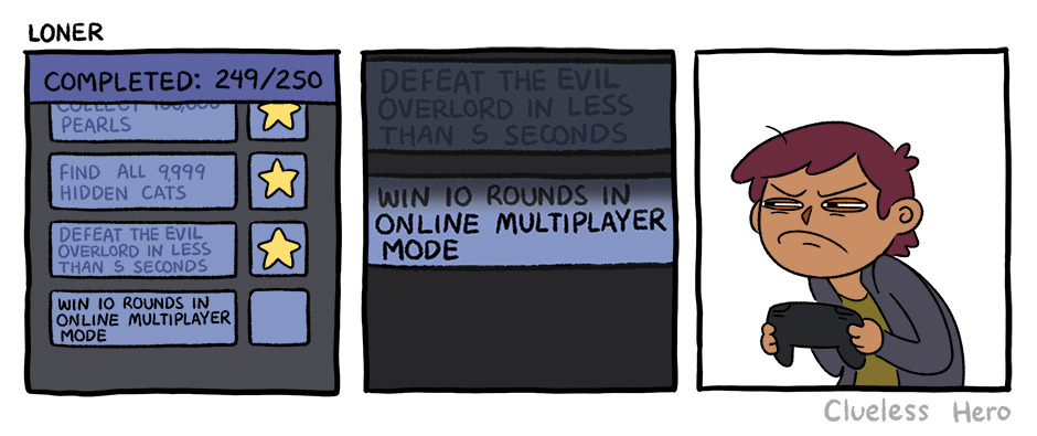 Ein Comic von Clueless Hero über die Abneigung gegenüber Online Multiplayer